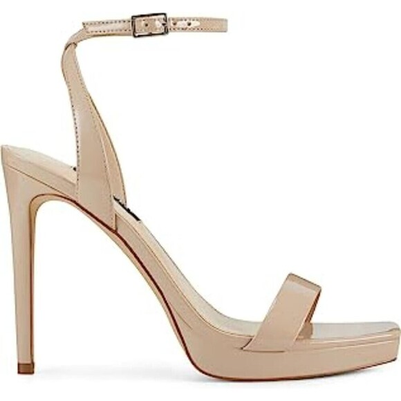 NINE WEST Zadie Stiletto heel Square Toe Ankle-Strap Sandals in Beige size 7 NWT - Picture 3 of 10